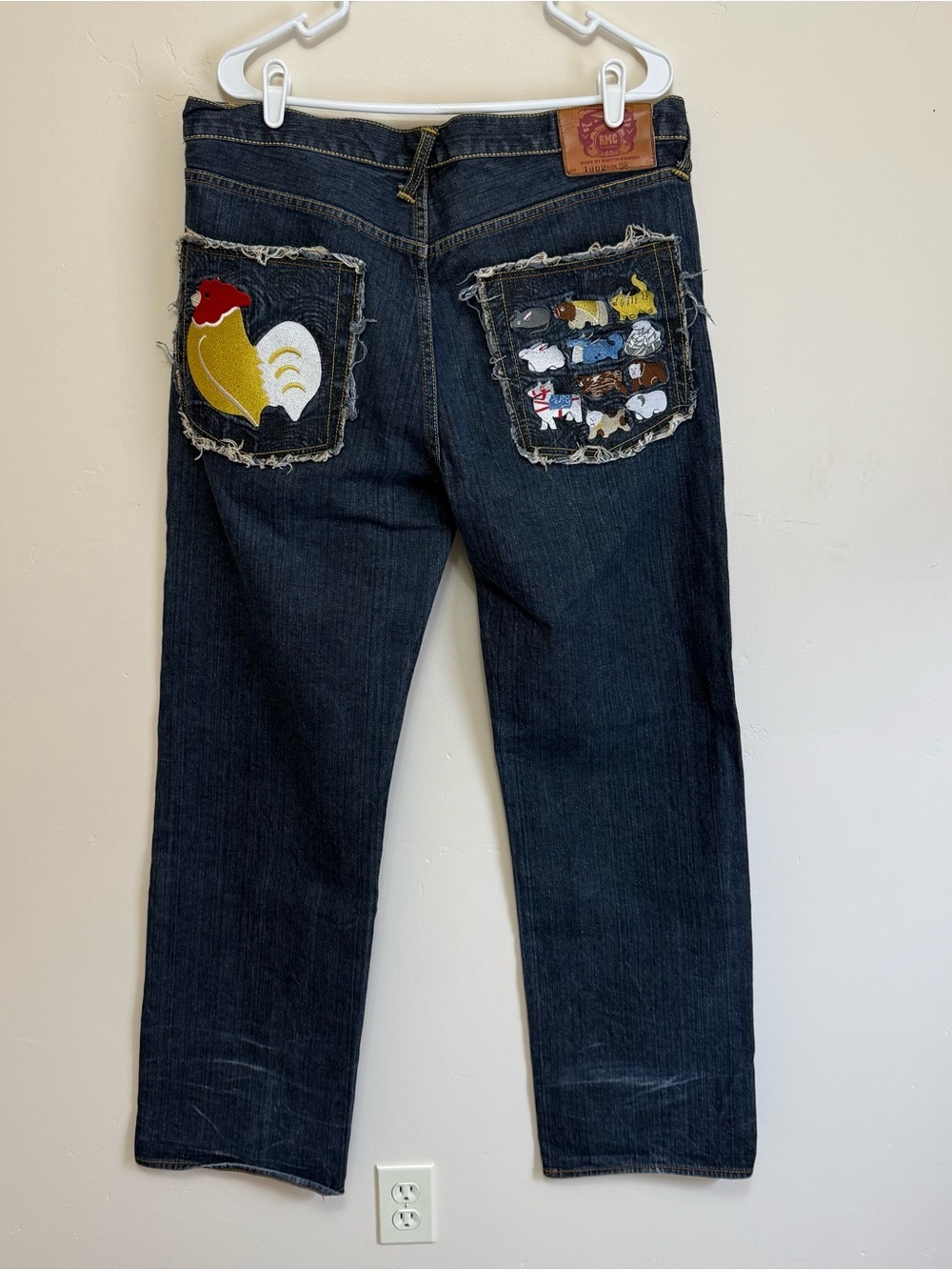RMC Martin Ksohoh Dark Wash 1002 Vintage Fit Animal Embroidered Jeans 38x34